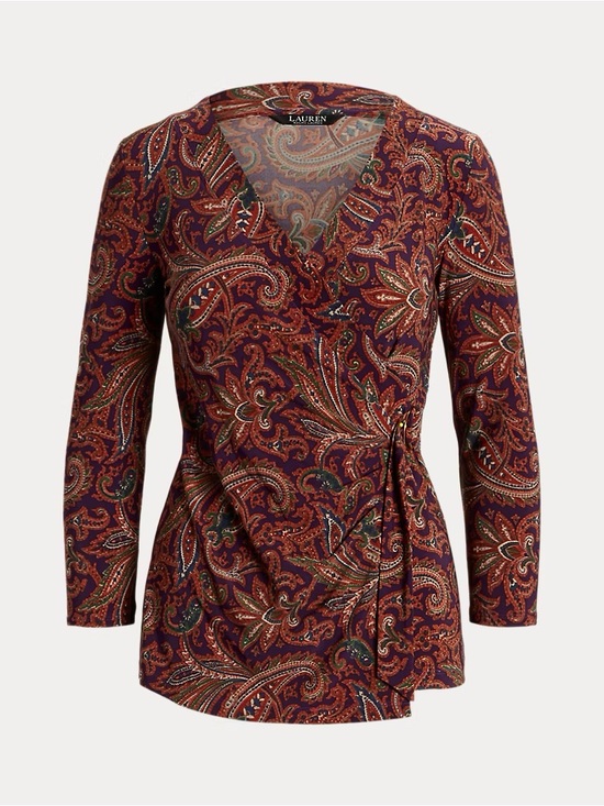 Lauren Ralph Lauren Tops - Lauren Ralph Lauren Paisley Stretch Jersey Faux Wrap Top